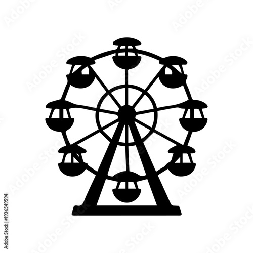 Ferris wheel silhouette vector icon on a white background