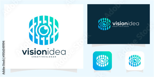 Digital Eye Network Logo Template. Abstract Technology Vision Icon for Software and IT Company.