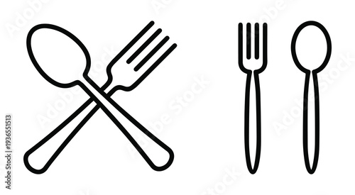 Restaurant Tableware Spoon Fork Knife Icons