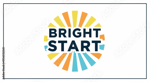 Bright Start Logo Design, a Vibrant Emblem Representing New Beginnings and Positive Energy, Featuring a Sunburst Motif