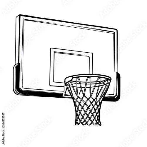 Hand-drawn Sketch of a Basketball Hoop and Backboard