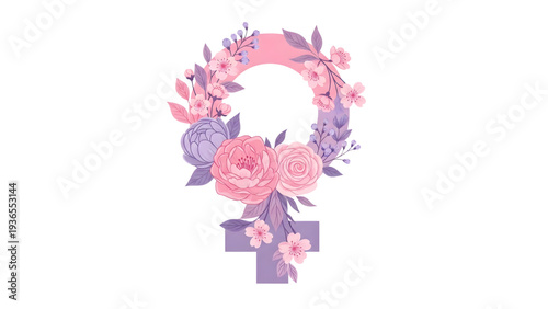 Beautiful floral female symbol for women's rights and empowerment