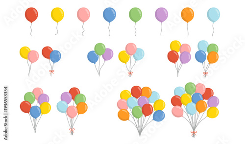 Balloon Set with Single Balloons and Balloon Groups Vector