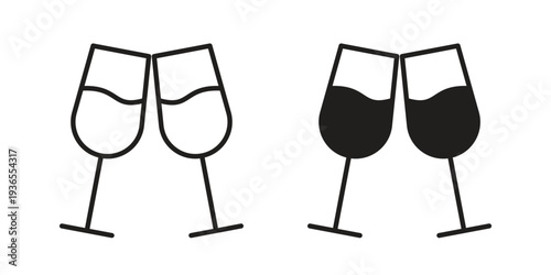 Clinking glasses icon. filled flat sign for mobile concept. glyph and line symbols