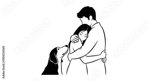 Man and Woman Embracing Tenderly.