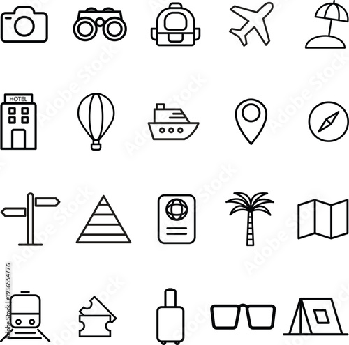 Travel and tourism line icon set for web and mobile apps.