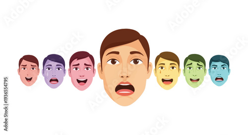Human facial expression emotion character vector