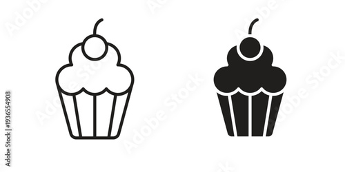 Cupcake icon. filled flat sign for mobile concept. glyph and line symbols