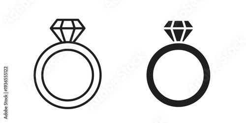Diamond ring icon. filled flat sign for mobile concept. glyph and line symbols