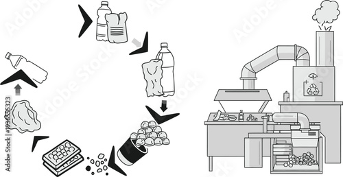 Recycling process cycle illustration vector