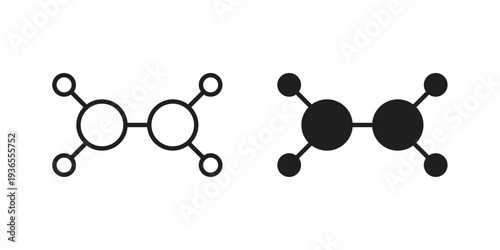 Ethylene molecule icon. filled flat sign for mobile concept. glyph and line symbols
