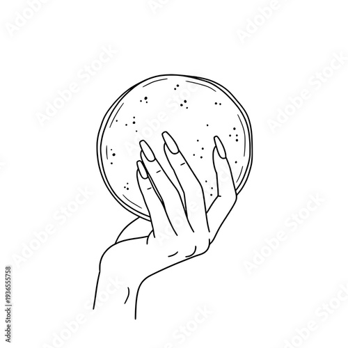 Icon of a beautiful female hand holding a matzo representing concepts of food and culture