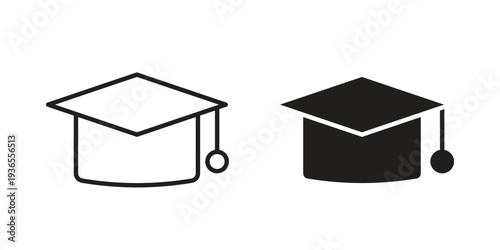 Graduation cap icon. filled flat sign for mobile concept. glyph and line symbols