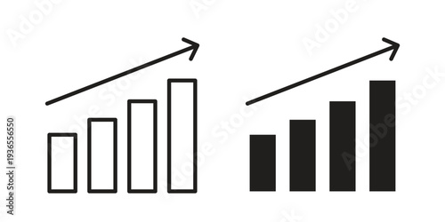 Growth chart icon. filled flat sign for mobile concept. glyph and line symbols