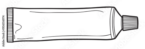 Simple line drawing of a blank empty squeeze tube ready for branding and product label customization perfect for packaging design presentations or cosmetic industry projects