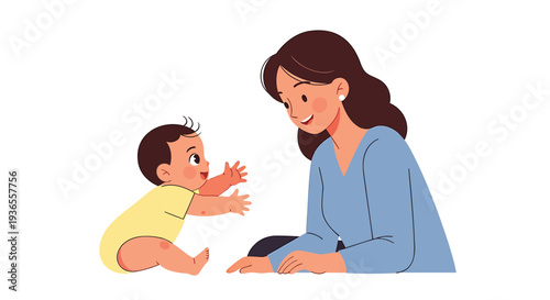 Vector illustration of a mother and baby interaction