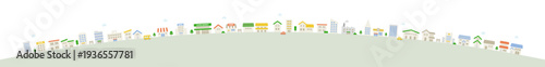 Residential Buildings in Arc Layout on Hill Vector Illustration