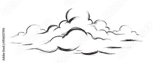 Dynamic textured hand drawn ink clouds or smoky atmospheric elements perfect for adding abstract graphic design appeal to various marketing materials presentations or artistic projects