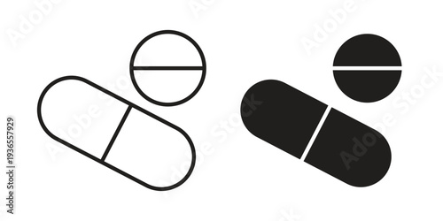 Medicine pills icon. filled flat sign for mobile concept. glyph and line symbols