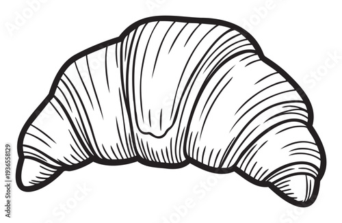 Delicious flaky croissant outline graphic for bakery menu graphics, breakfast advertising, food blogs, and culinary publications, appealing to pastry lovers and food industry professionals.