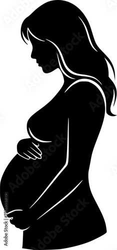 Pregnant Woman Silhouette Set - Motherhood, Pregnancy Signs and Maternal Health Vector