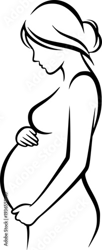 Pregnant Woman Silhouette Set - Motherhood, Pregnancy Signs and Maternal Health Vector