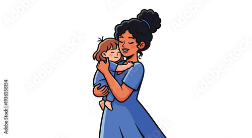 Vector illustration of mother holding baby