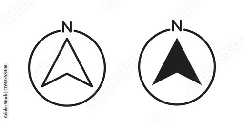 North icon. filled flat sign for mobile concept. glyph and line symbols