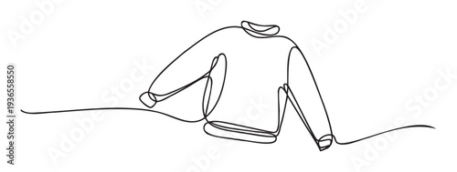 Simple continuous line drawing of a cozy long sleeve sweater, excellent for casual wear promotions, textile industry presentations, or contemporary fashion lookbook layouts.