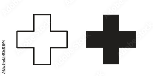 Plus icon. filled flat sign for mobile concept. glyph and line symbols