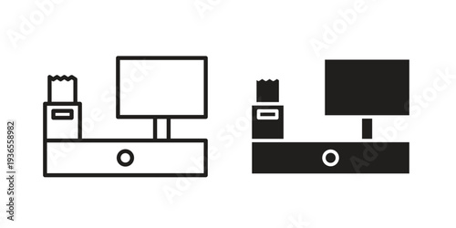 POS system icon. filled flat sign for mobile concept. glyph and line symbols