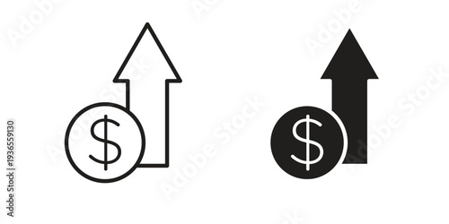 Profit growth icon. filled flat sign for mobile concept. glyph and line symbols