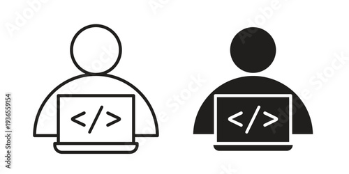 Programmer icon. filled flat sign for mobile concept. glyph and line symbols