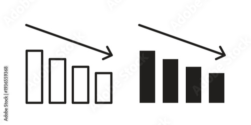 Reduction chart icon. filled flat sign for mobile concept. glyph and line symbols