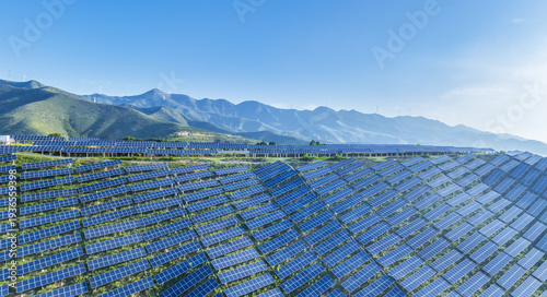 Wallpaper Mural Solar Panel Farm in Mountainous Landscape Torontodigital.ca