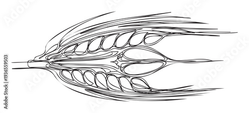 Minimalist line drawing of a cereal plant providing a modern organic symbol for food industry applications, agricultural themes, and healthy lifestyle content