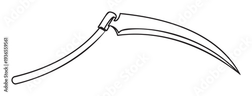 Classic agricultural hand tool scythe for harvesting crops and grass often used for farming and gardening related projects