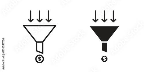 Sales funnel icon. filled flat sign for mobile concept. glyph and line symbols