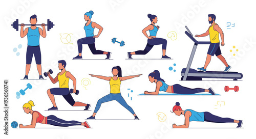 Diverse Group Exercising, Fitness, Workout, Health, Lifestyle