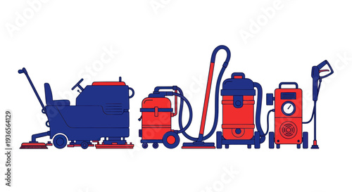 Cleaning Equipment Set: Floor Scrubber, Vacuums, Pressure Washer