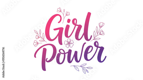 Empowering girl power symbol with vibrant floral designs