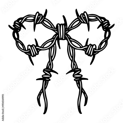 edgy barbed wire bow tie sketch