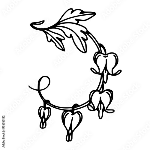 bleeding heart flower sketch with heart shaped flower