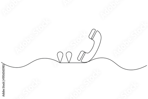 Call icon continuous line drawing of a phone receiver icon
