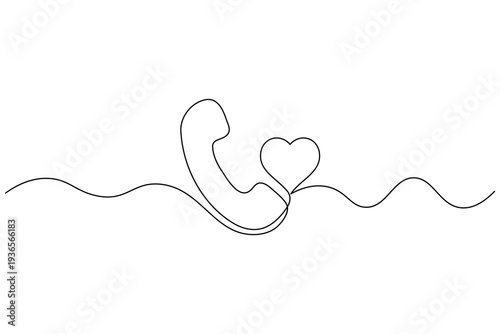 Call icon continuous line drawing of a phone receiver icon
