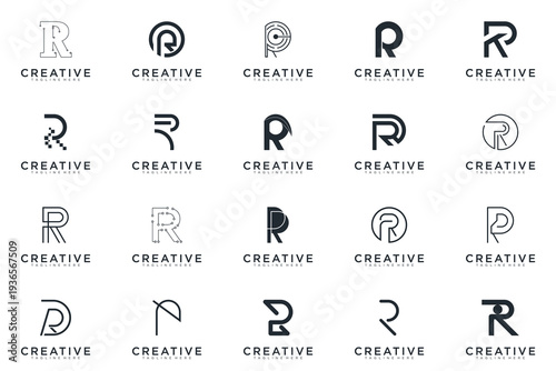 abstract creative letter R logo vector, bussines logo letter R 