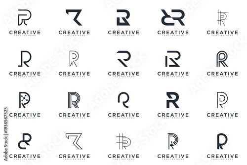 abstract creative letter R logo vector, bussines logo letter R 