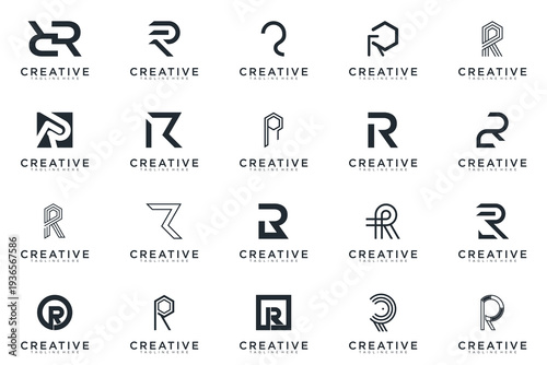 abstract creative letter R logo vector, bussines logo letter R 