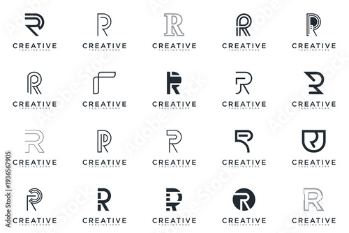 abstract creative letter R logo vector, bussines logo letter R 