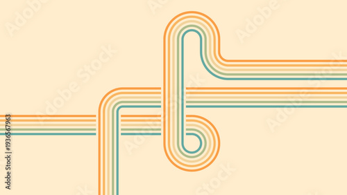 Abstract background of rainbow groovy Wavy Line design in 1970s Hippie Retro style. Vector pattern ready to use for cloth, textile, wrap and other.